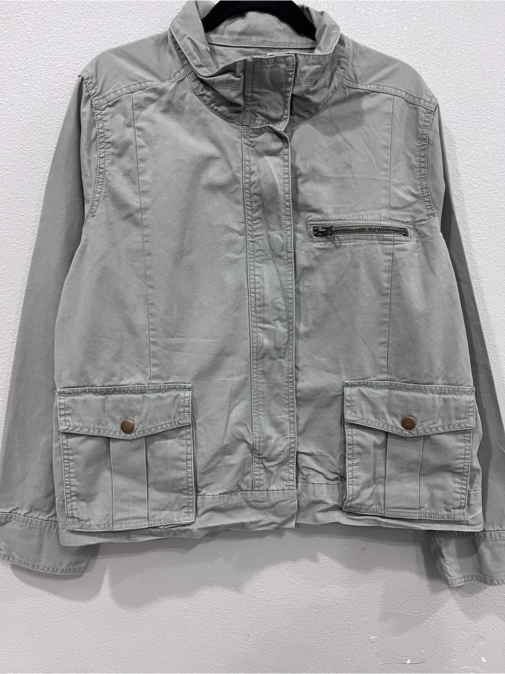 Gap Women’s XXL Sage Green Utility Field Jacket Cargo Pockets Cotton Military